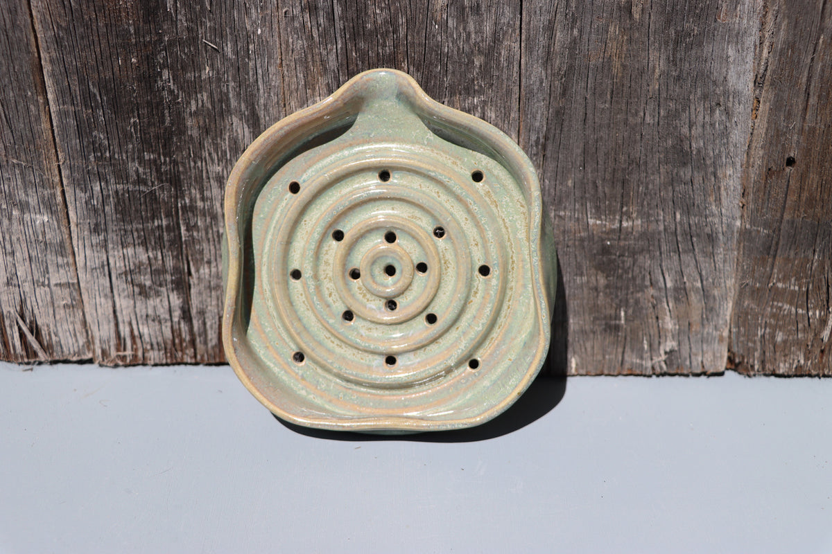 Soap dishes in misty green and blue - hand thrown