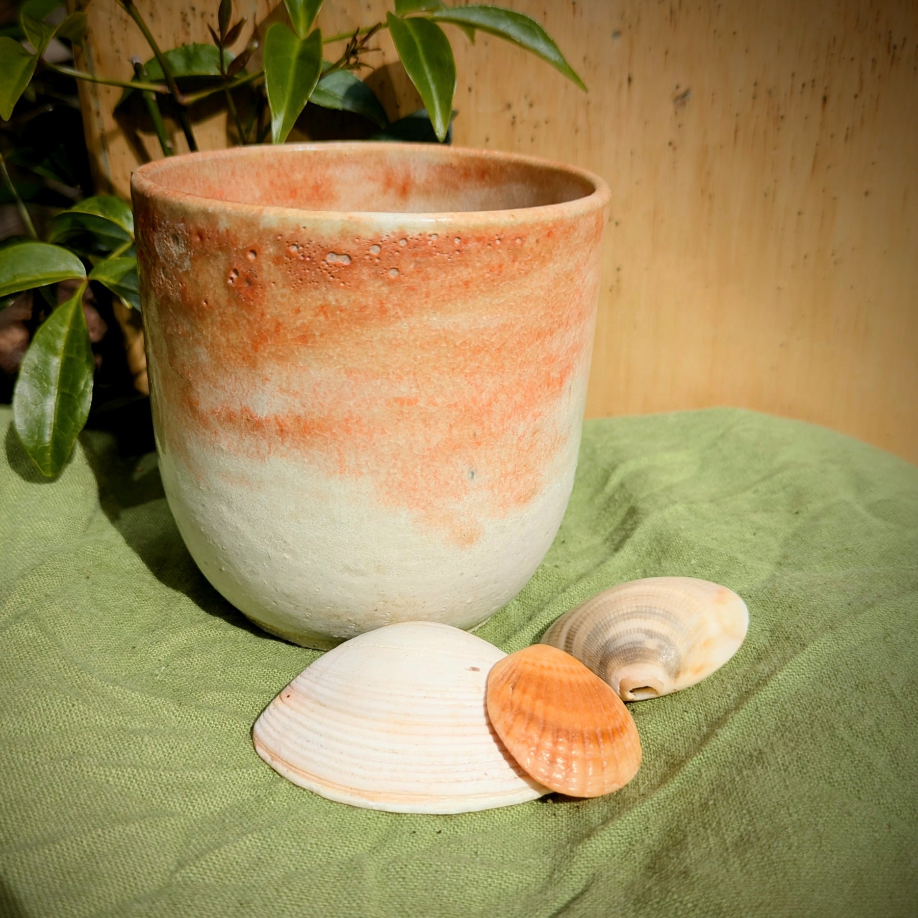 Amber and white cup