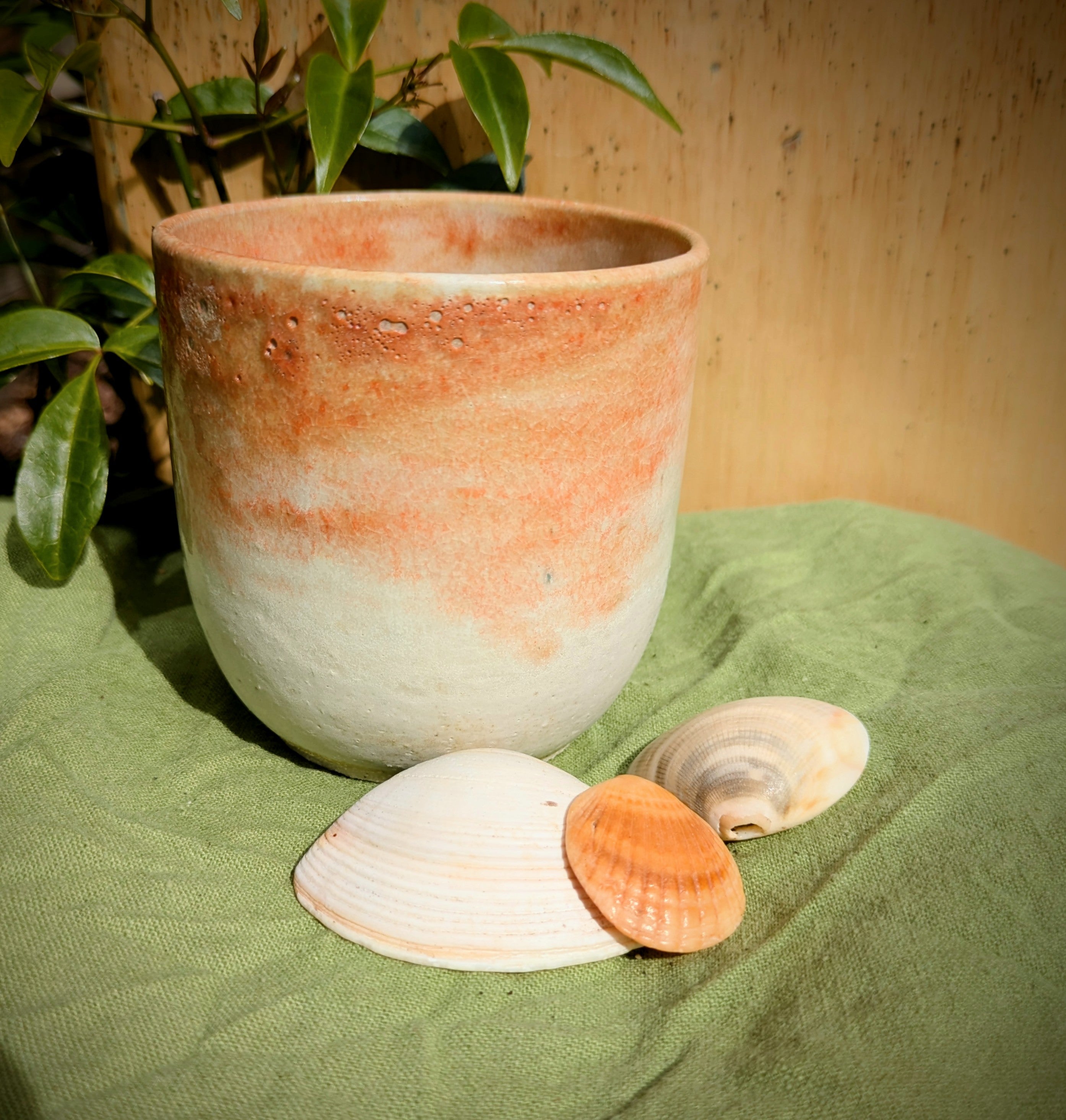 Amber and white cup
