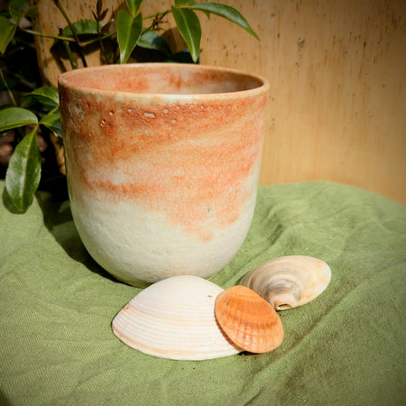 Amber and white cup