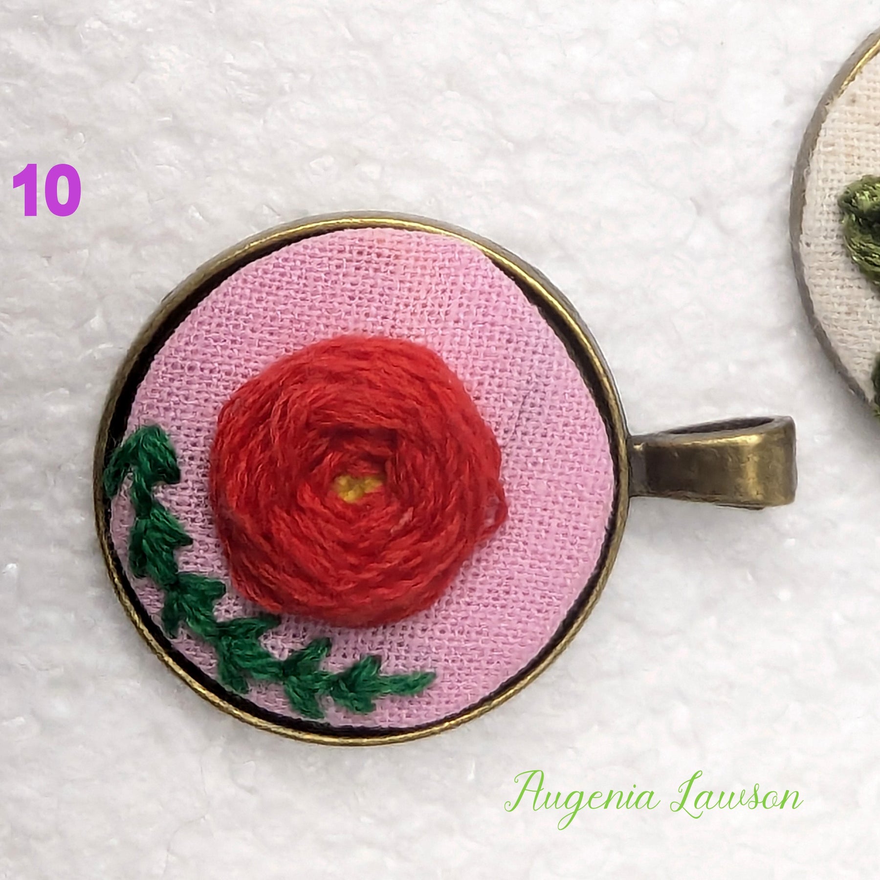 Mini Embroidered Necklace – Handmade Fabric Pendant, Choose Your Design