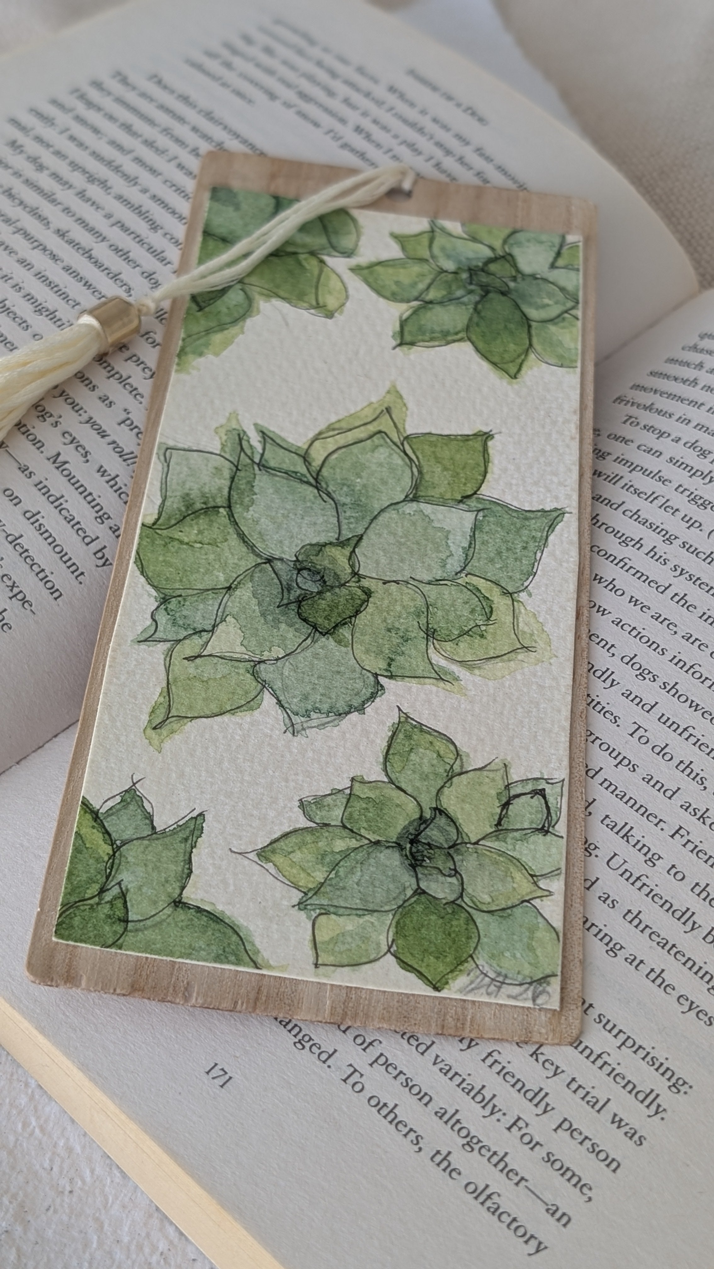 Handmade Botanical Watercolour Bookmark – Gift for Readers