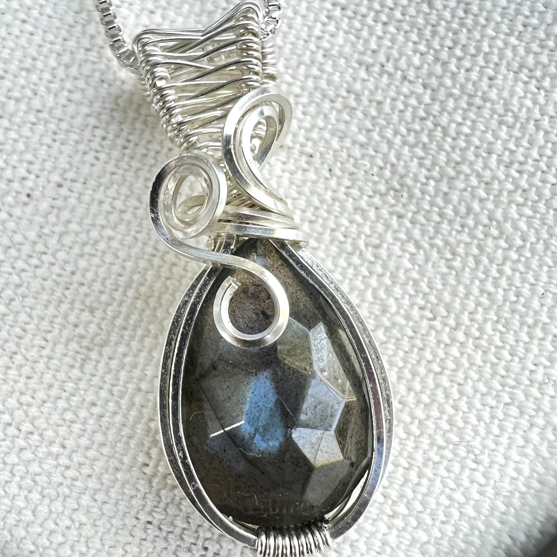 Handmade Wire-wrapped Labradorite Necklace - Mother's Day Mini Pendant