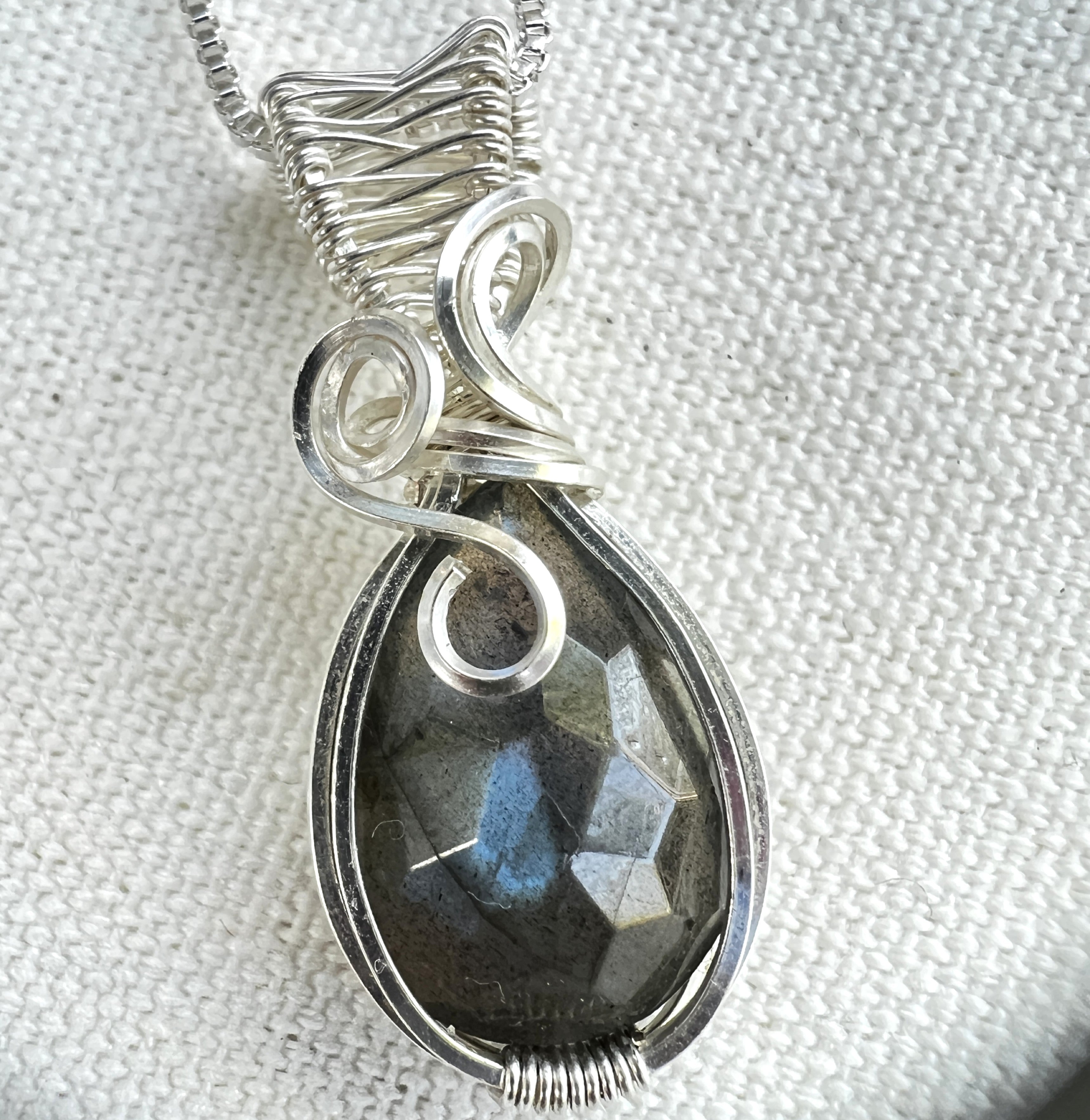 Handmade Wire-wrapped Labradorite Necklace - Mother's Day Mini Pendant