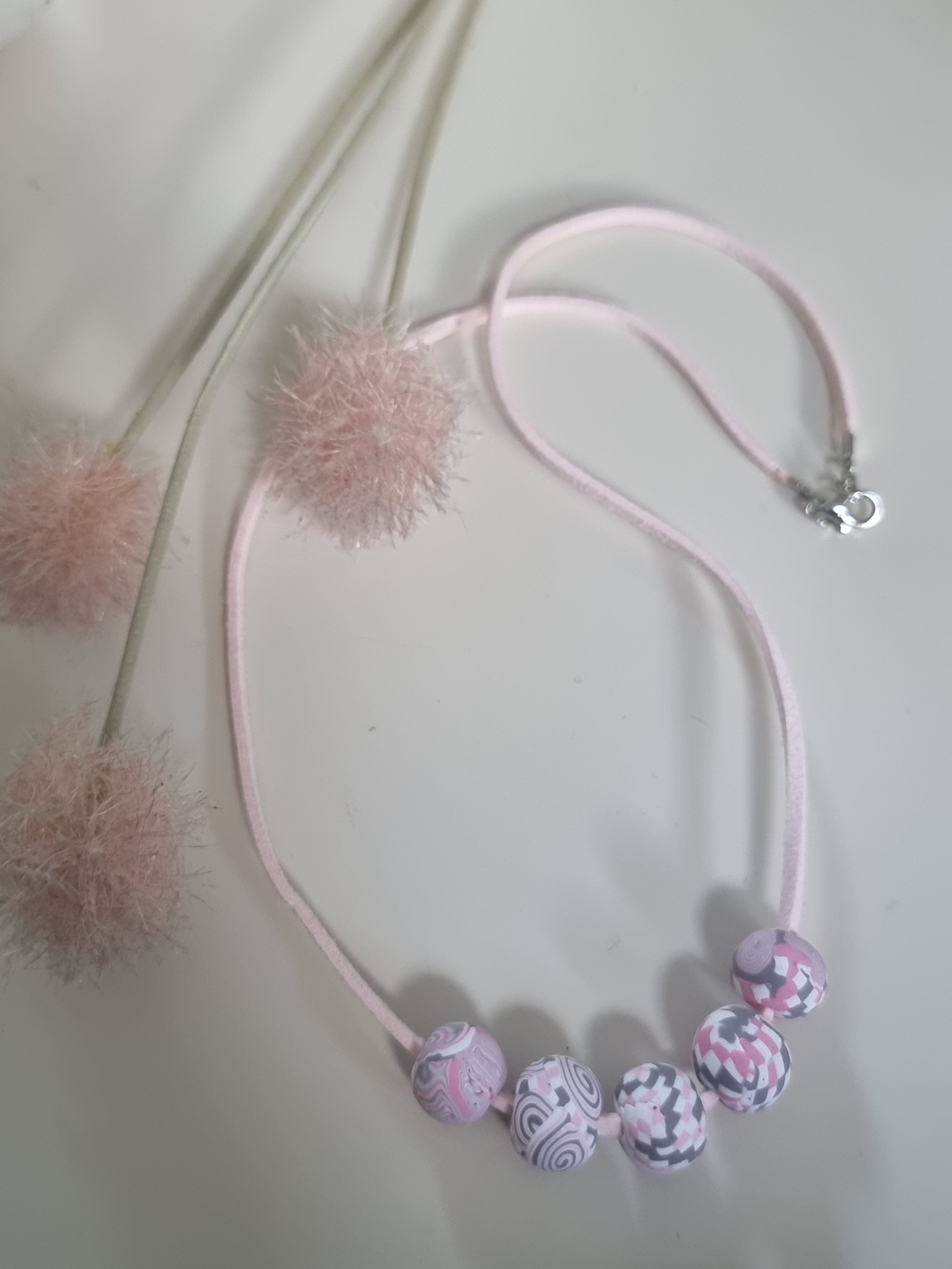 Blush Petal Waves Minimalist Necklace