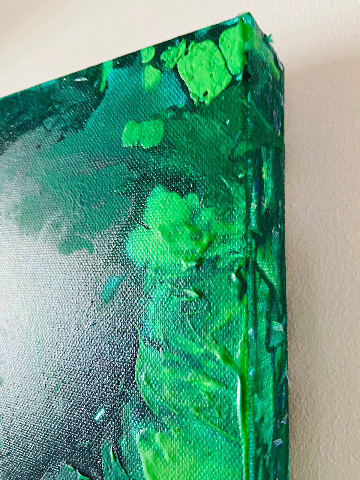 Green Aventurine Wall Art Original Abstract Acrylic Canvas Painting