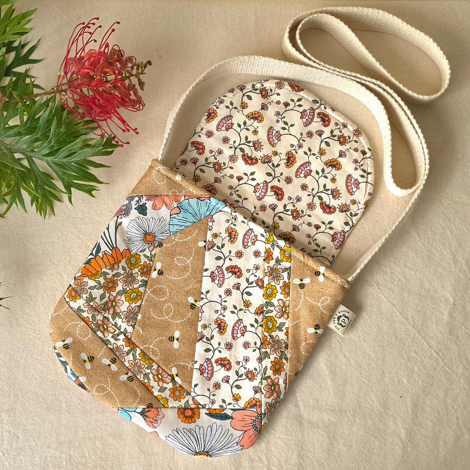 Repurposed Fabric Messenger Bag | Autumn Colours