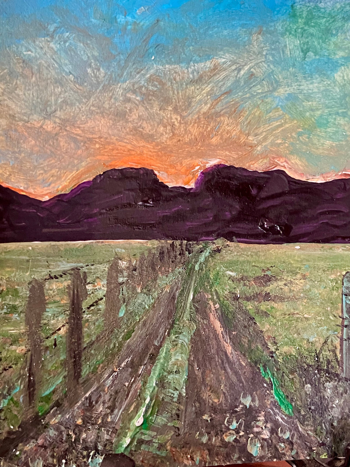 "Near Gloucester" original acrylic on card painting by Margo Humphries