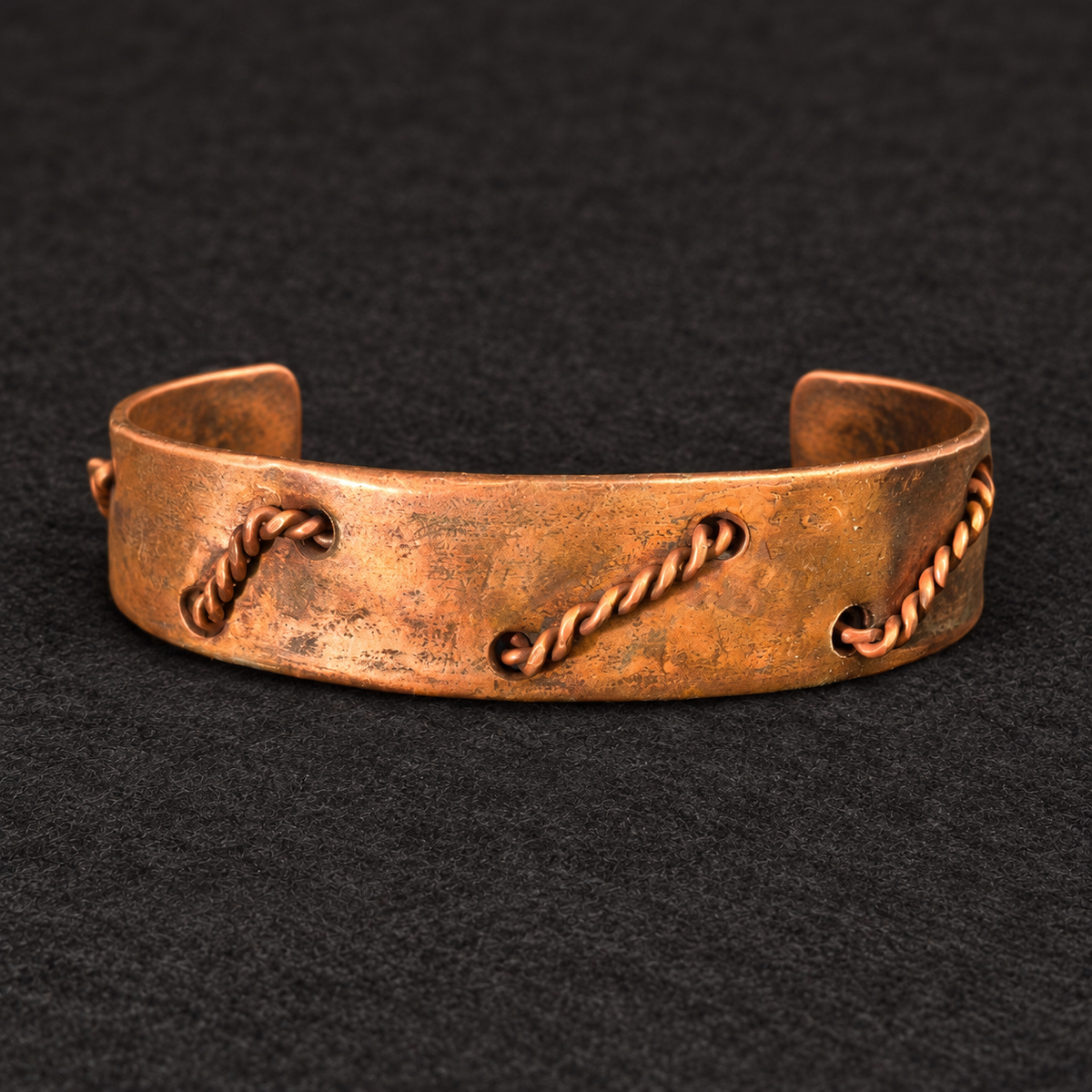 Handmade Industrial Stitched Copper Cuff Bracelet B017