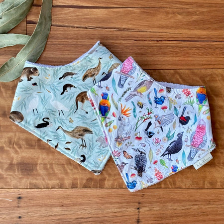 Australiana Baby Bib Set | Birdie Friends | Ready to Ship