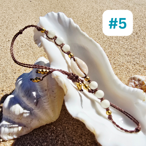 Cowrie Shell and Gemstone Macrame Bracelet
