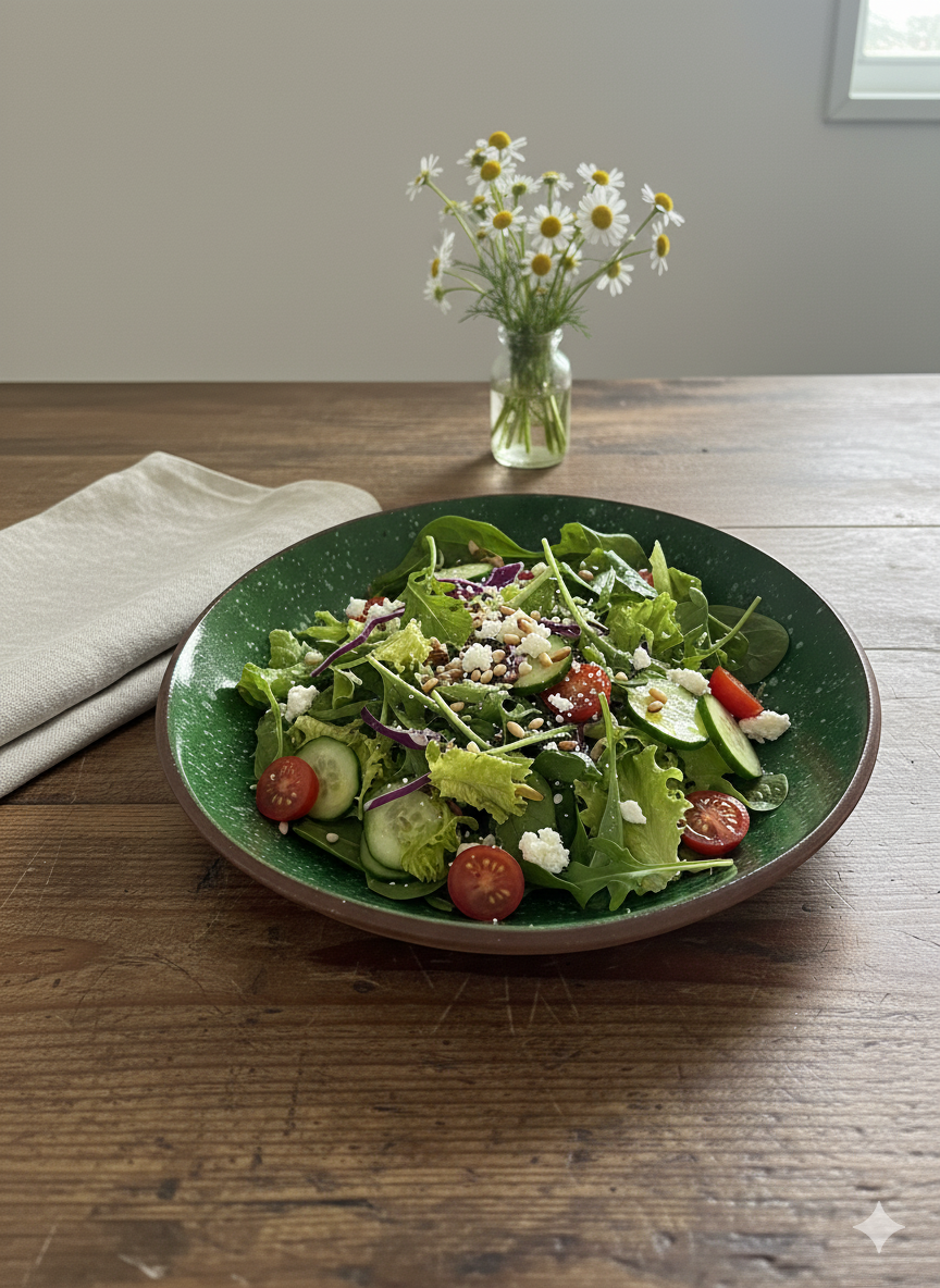 Handcrafted Ceramic, Emerald Serving Bowl
