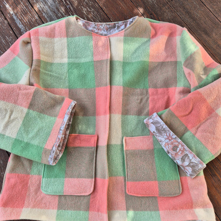 Upcycled woollen blanket jacket size 10