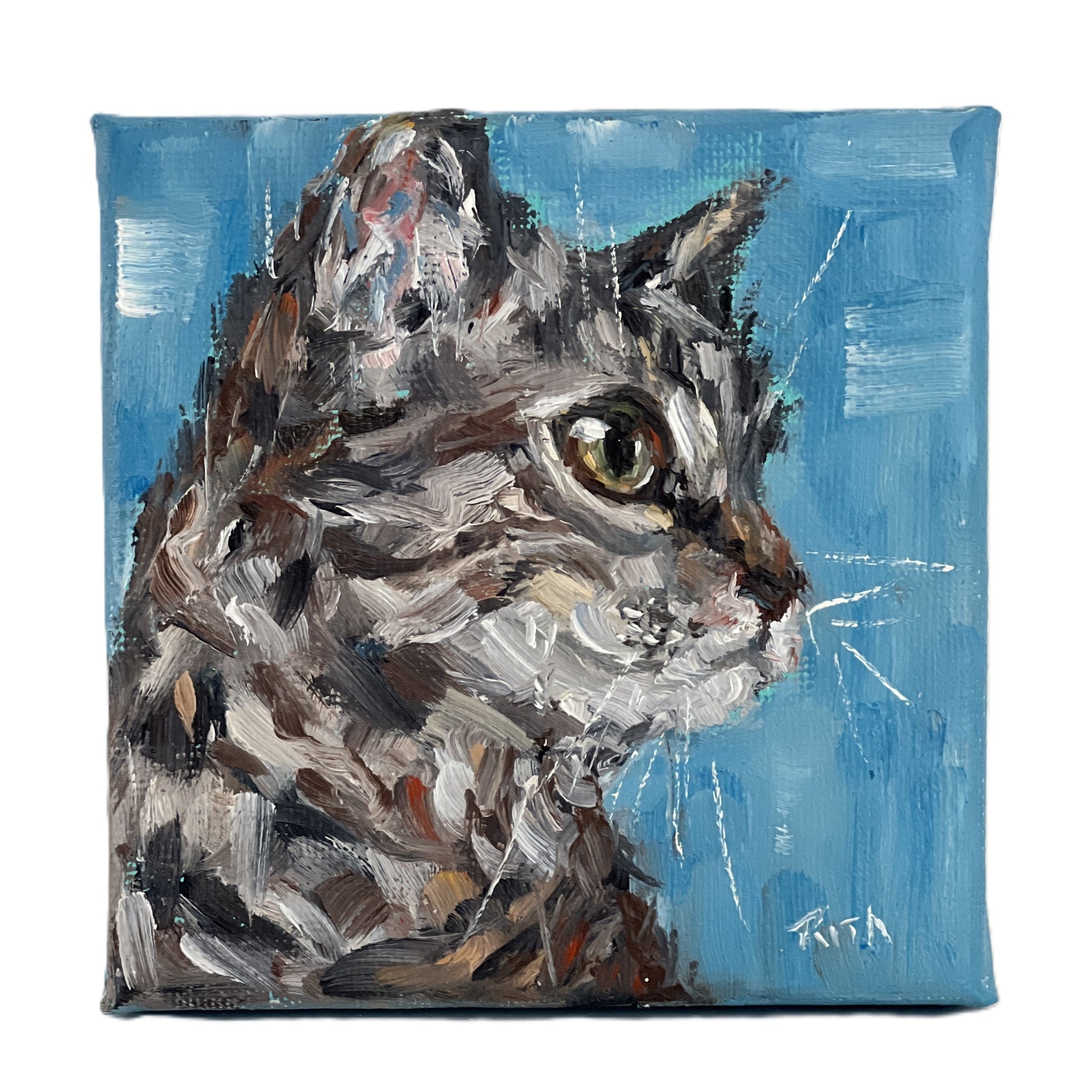 Thoughtful Feline – Original Miniature Cat Painting