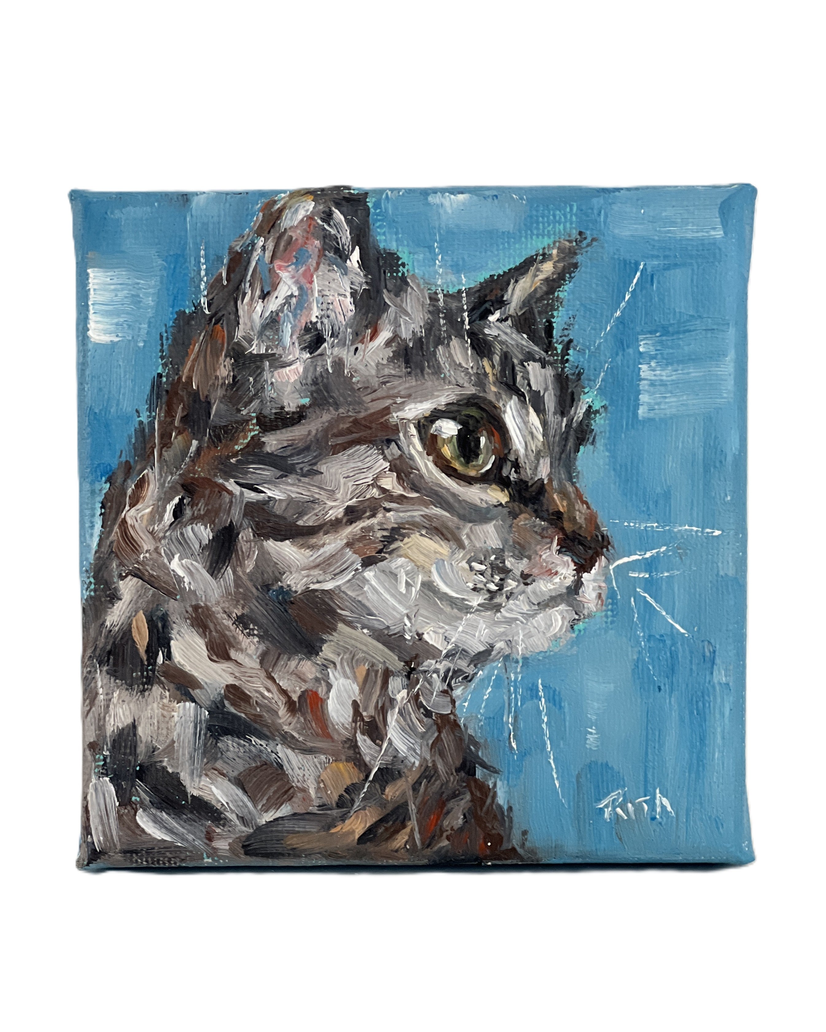 Thoughtful Feline – Original Miniature Cat Painting