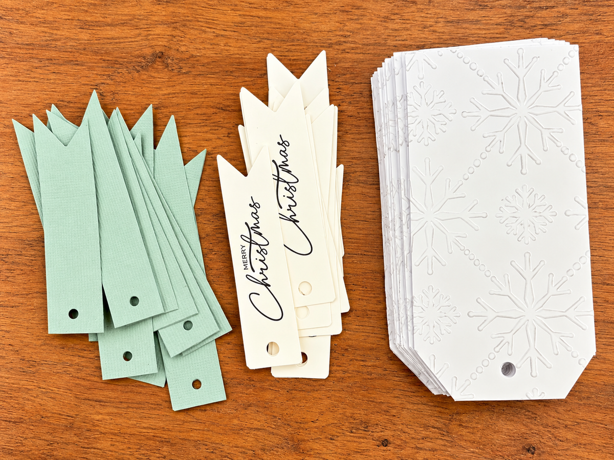 Handmade Christmas Tags - pale blue, sage, pink