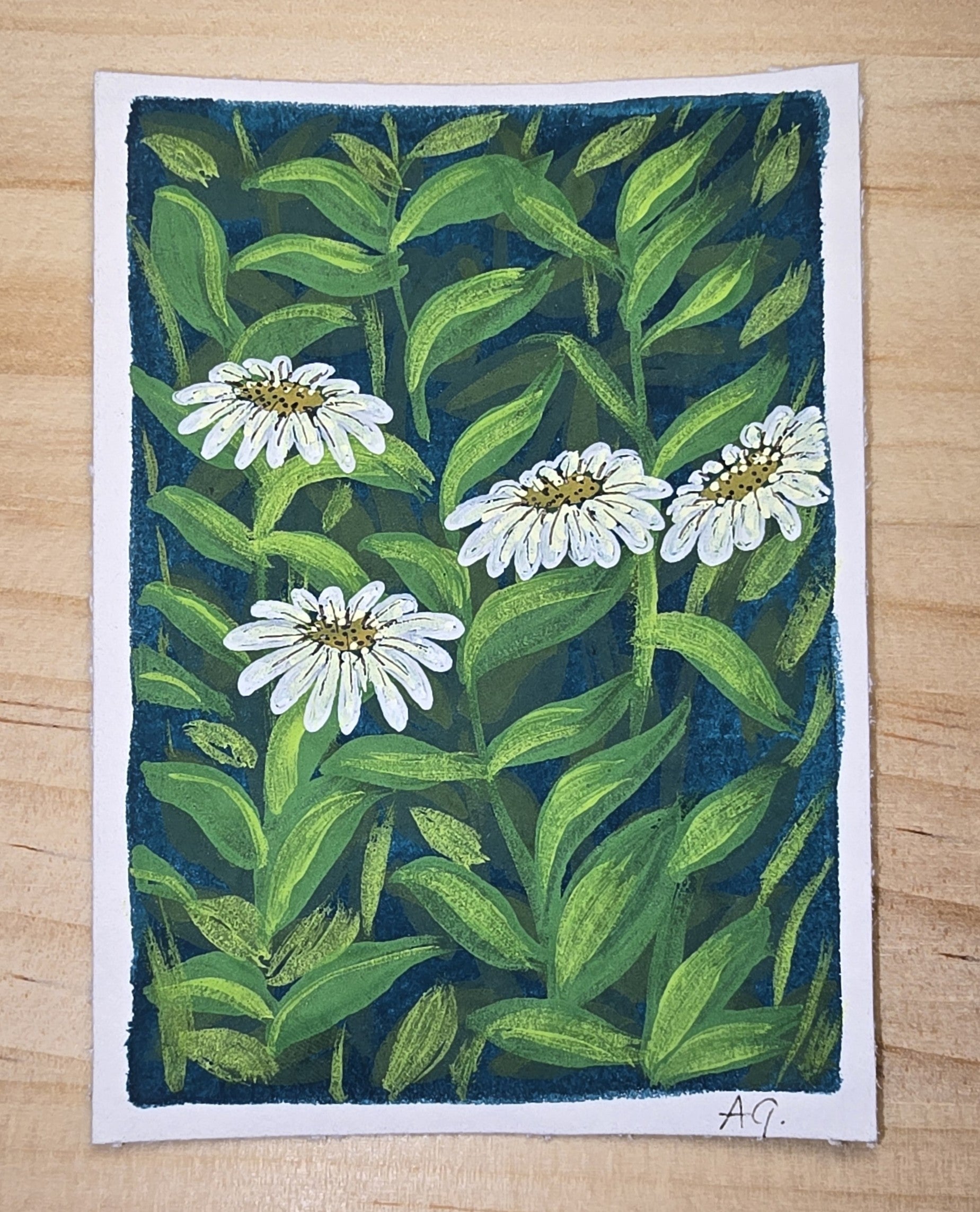 ACEO "Daisies #2" Mini Gouache 2.5x3.5 inches
