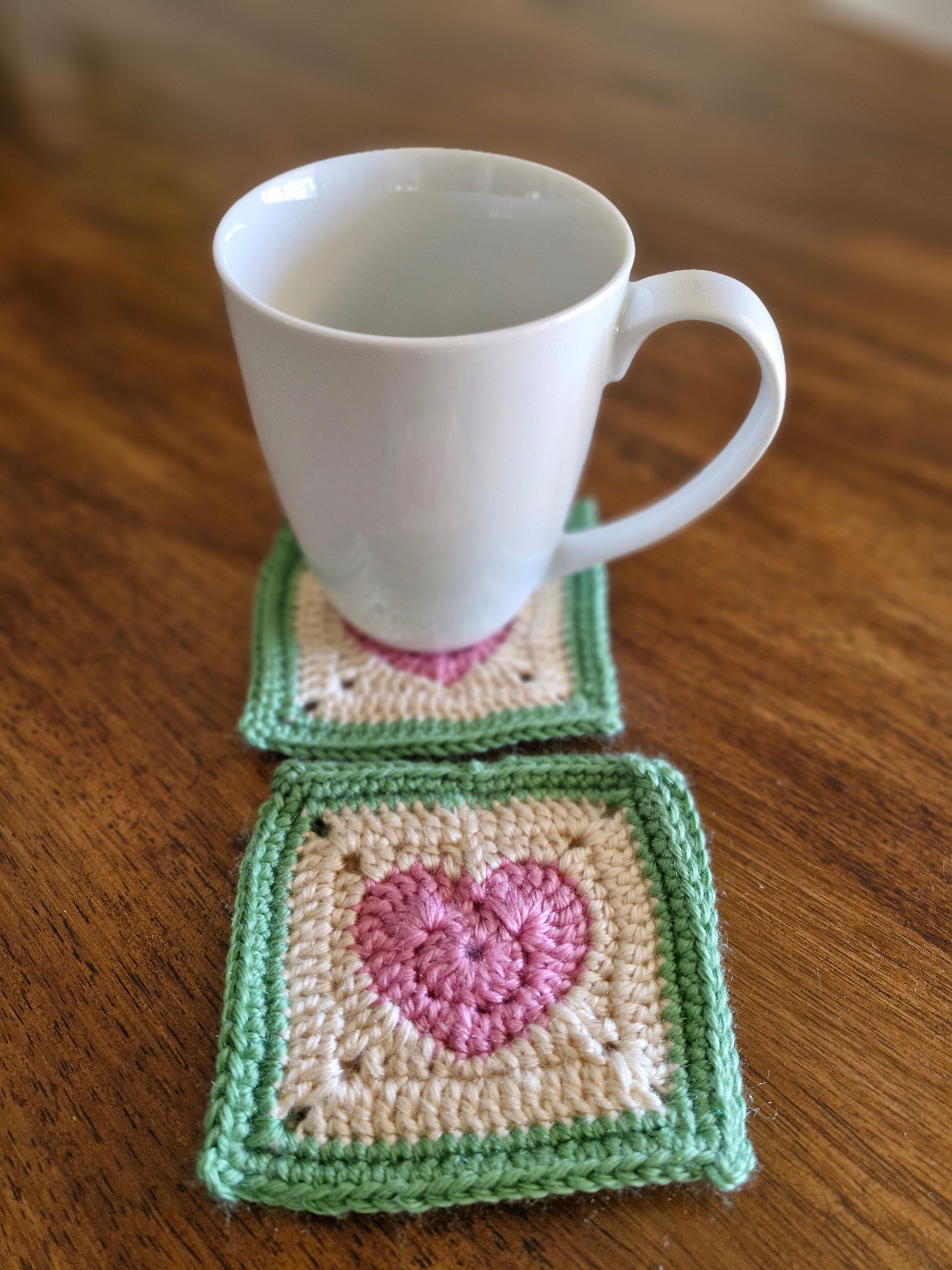 Handmade Crochet Heart Coasters