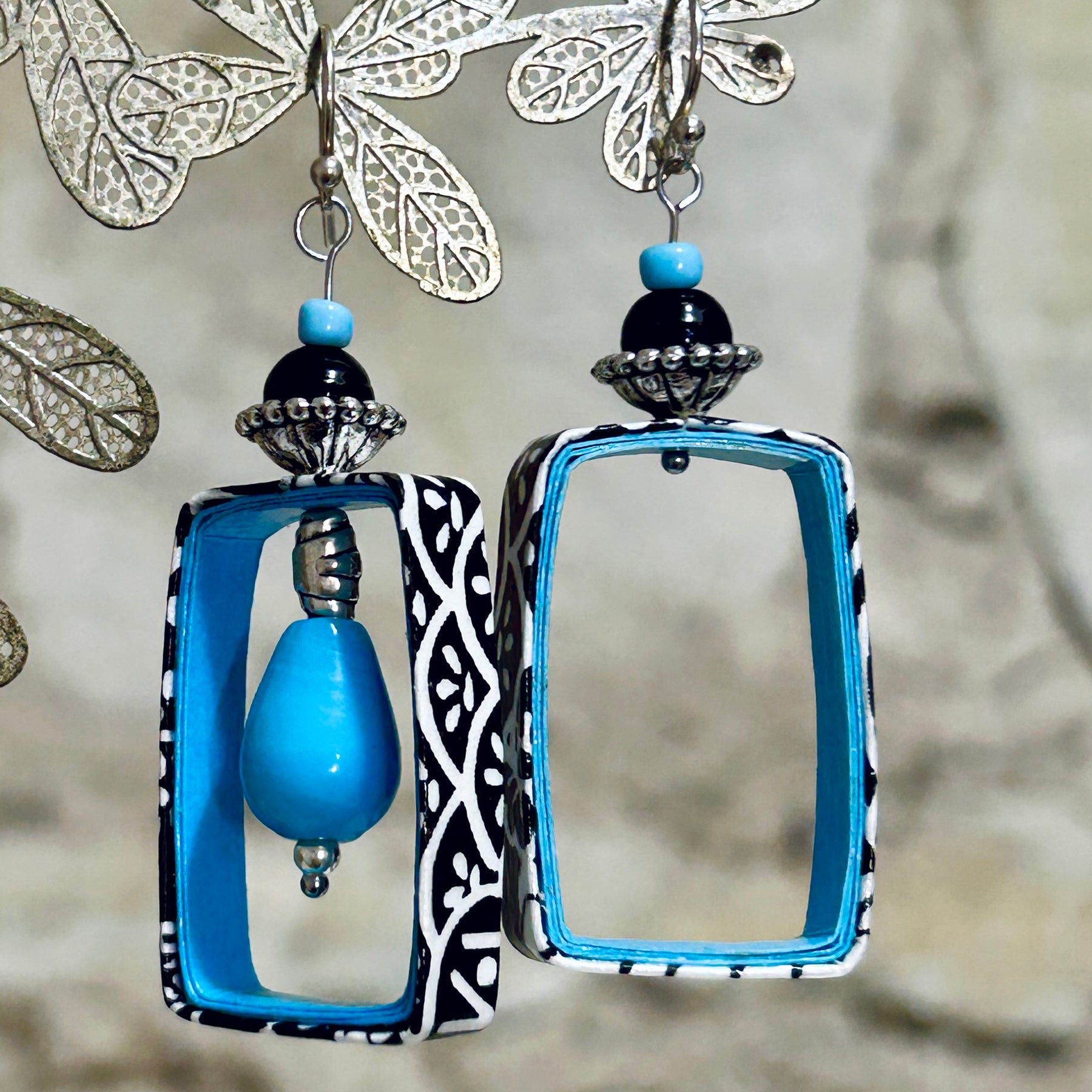 Earrings Aqua or Yellow Black White - EC-624 EC-621