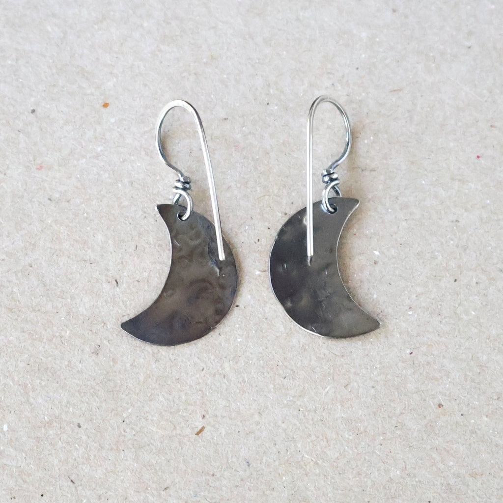 Small Crescent Moon Earrings - Handcrafted with Australian Made Sterling Silver