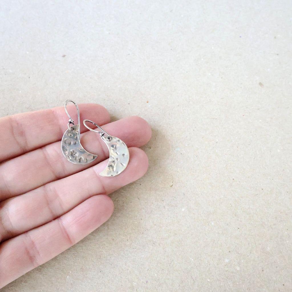 Small Crescent Moon Earrings - Handcrafted with Australian Made Sterling Silver
