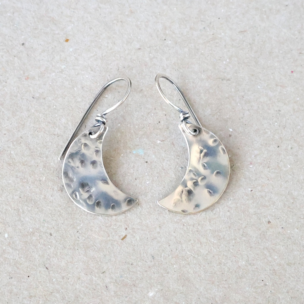 Small Crescent Moon Earrings - Handcrafted with Australian Made Sterling Silver