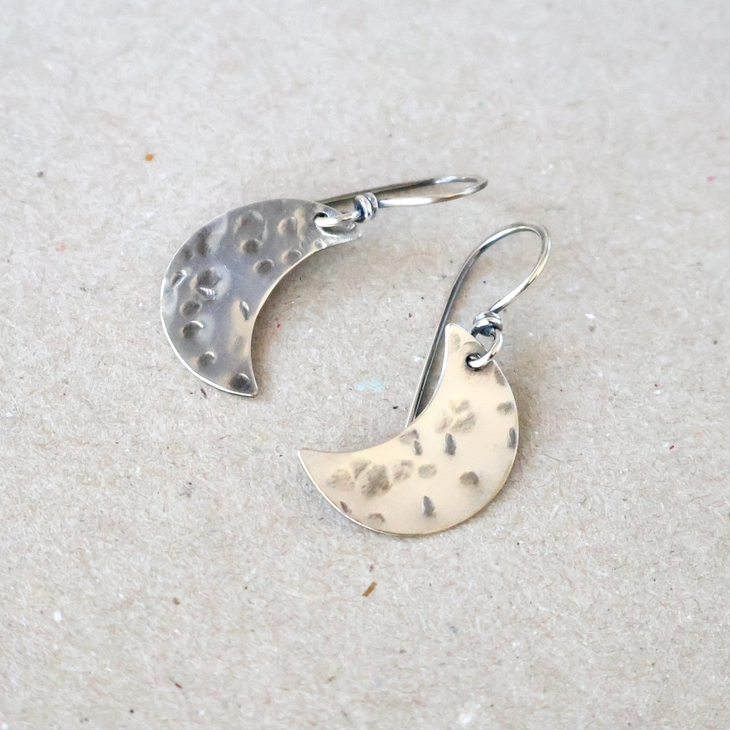 Small Crescent Moon Earrings - Handcrafted with Australian Made Sterling Silver