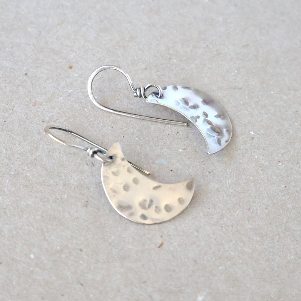 Small Crescent Moon Earrings - Handcrafted with Australian Made Sterling Silver