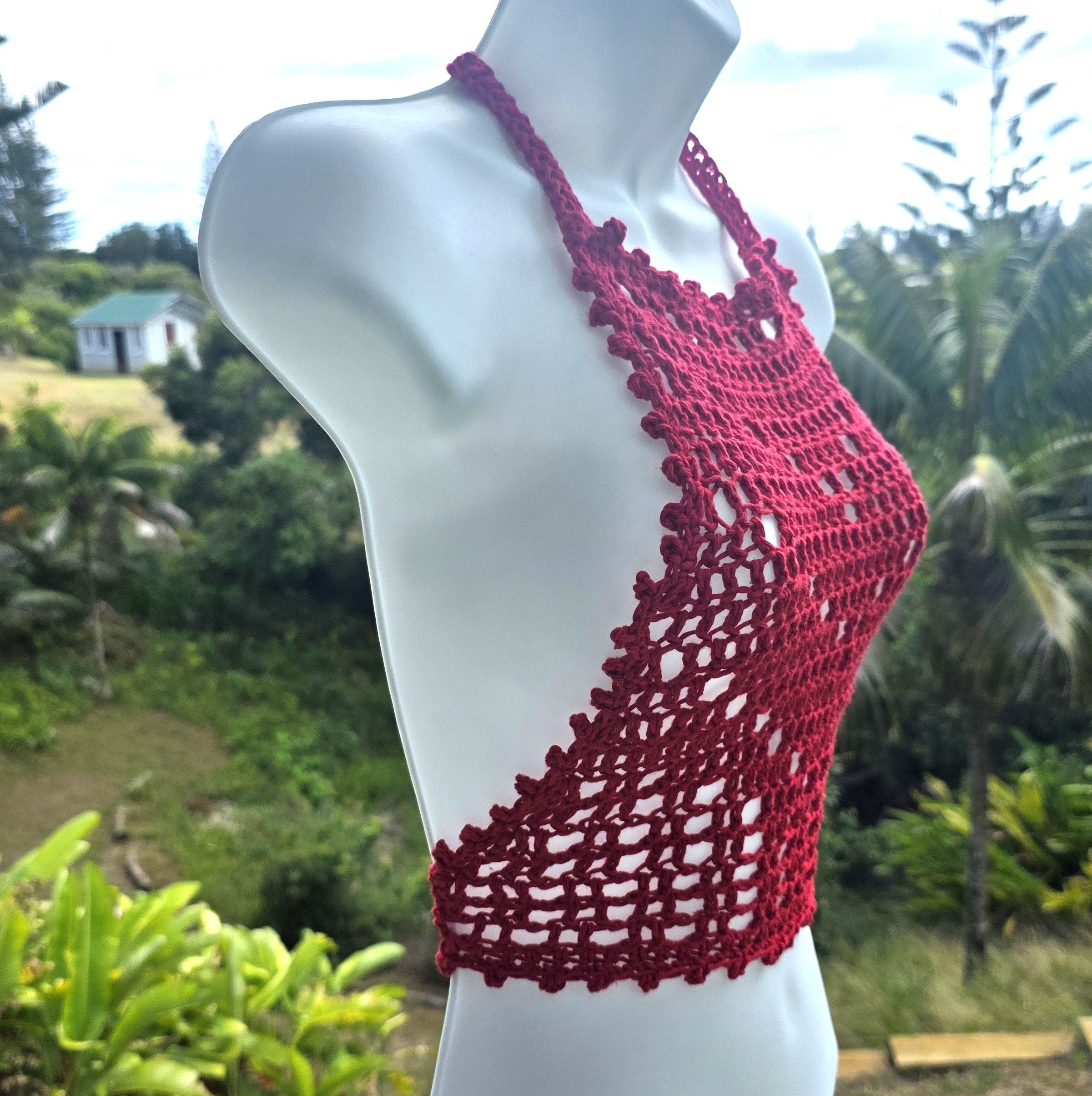 Jasmine Crochet Halter Summer Red Top