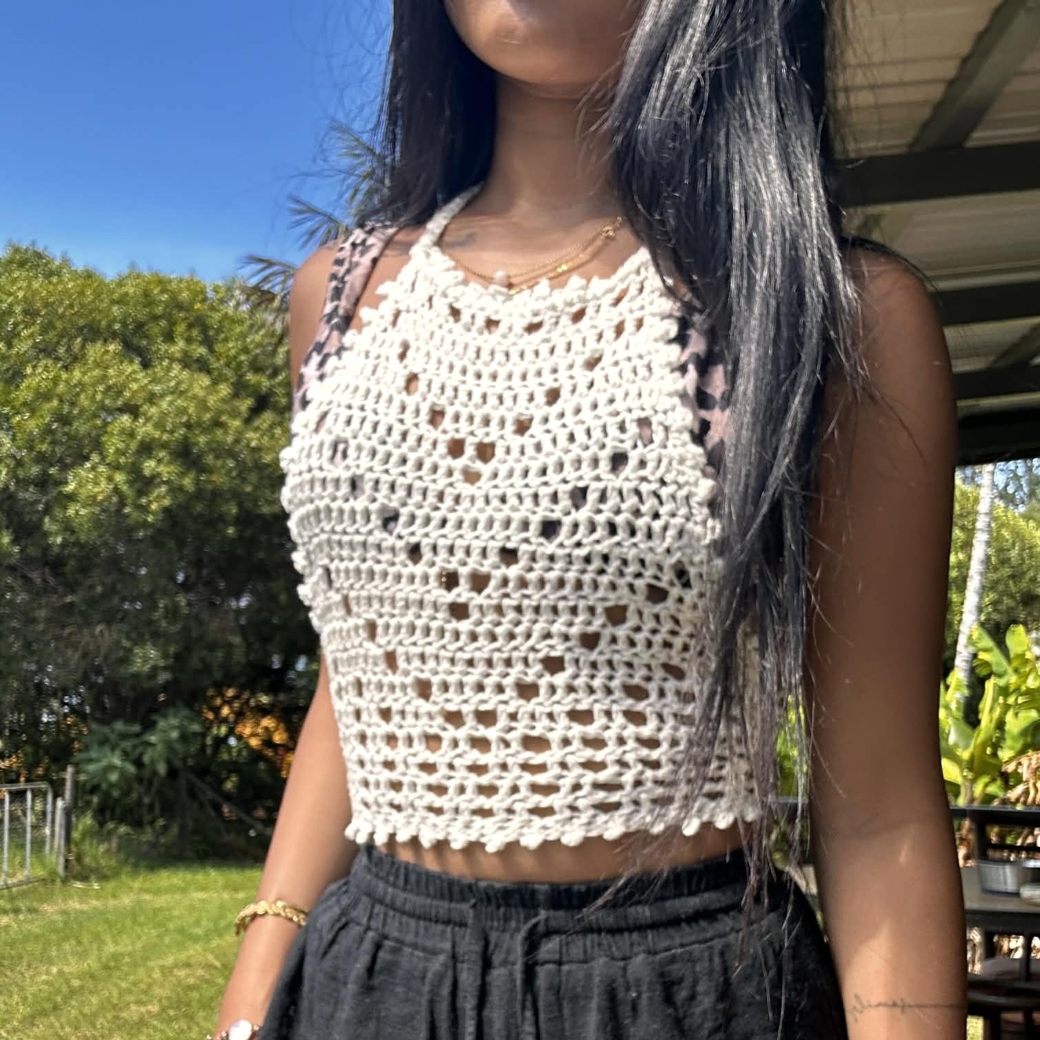 Jasmine Crochet Halter Summer Red Top