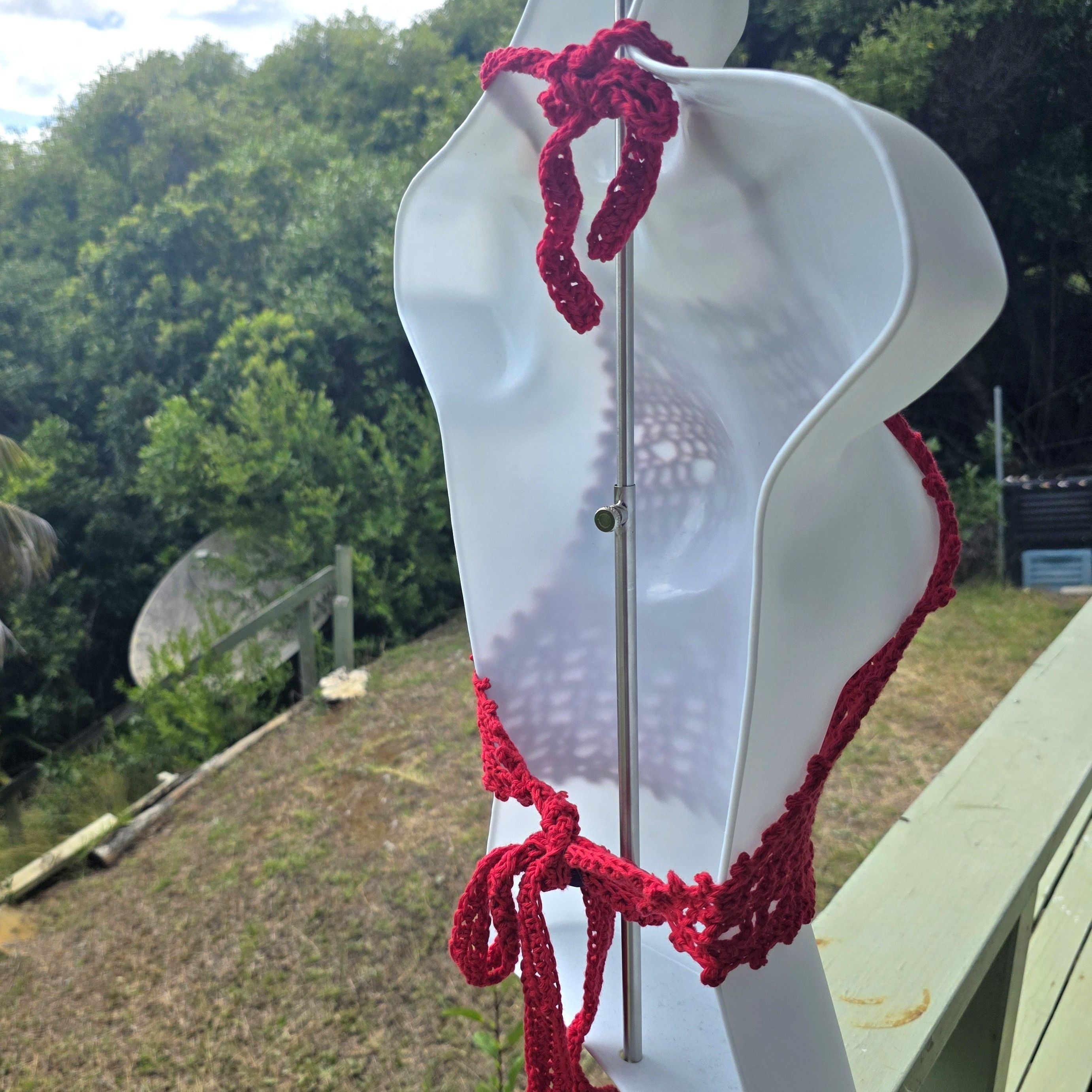 Jasmine Crochet Halter Summer Red Top