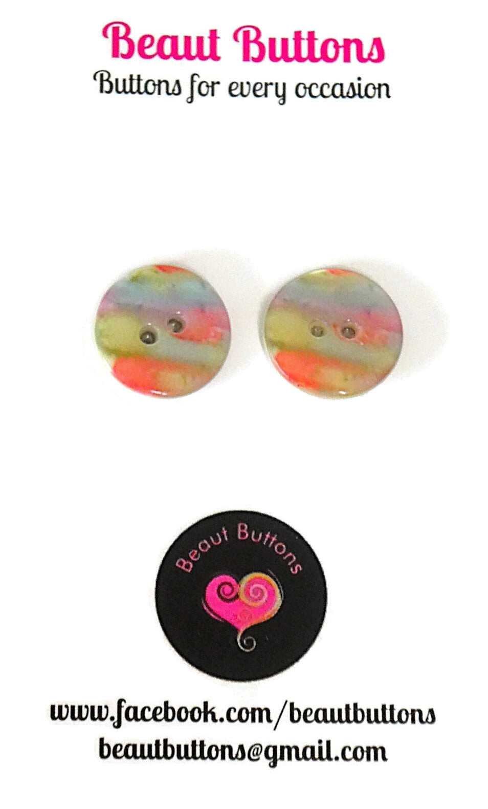 Button necklace and earrings - Pacific Dawn