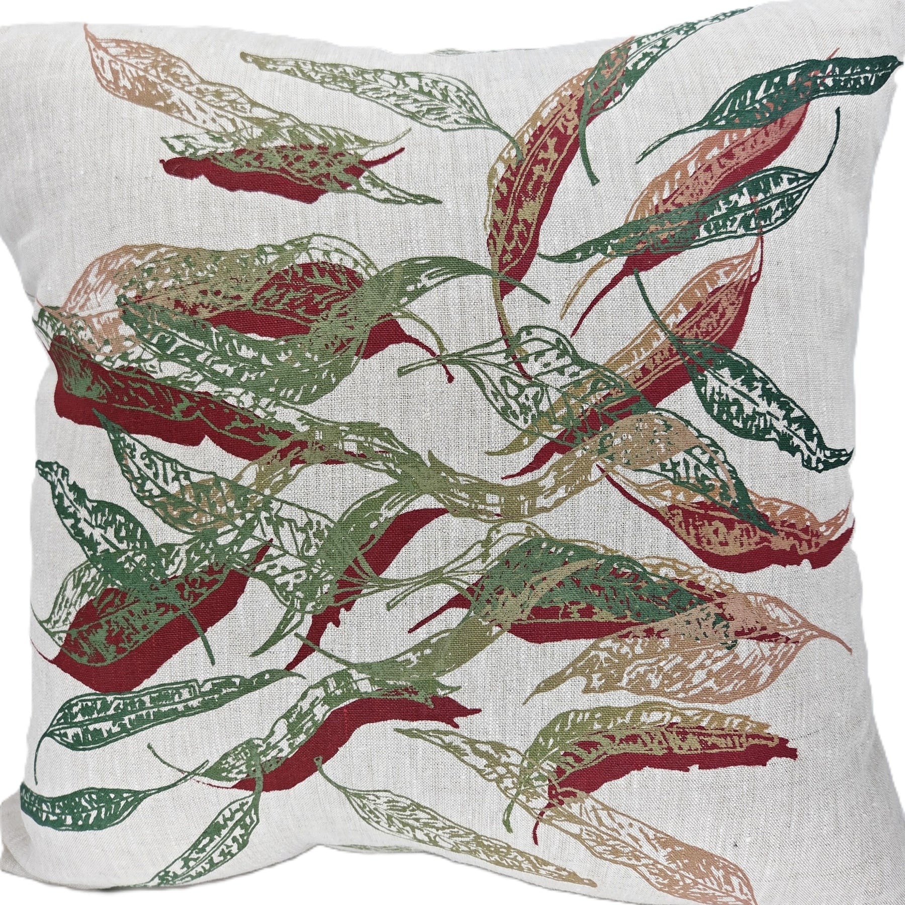 Hand Screen Printed Linen Cushion Covers- Fallen Leaves (2 colourways)