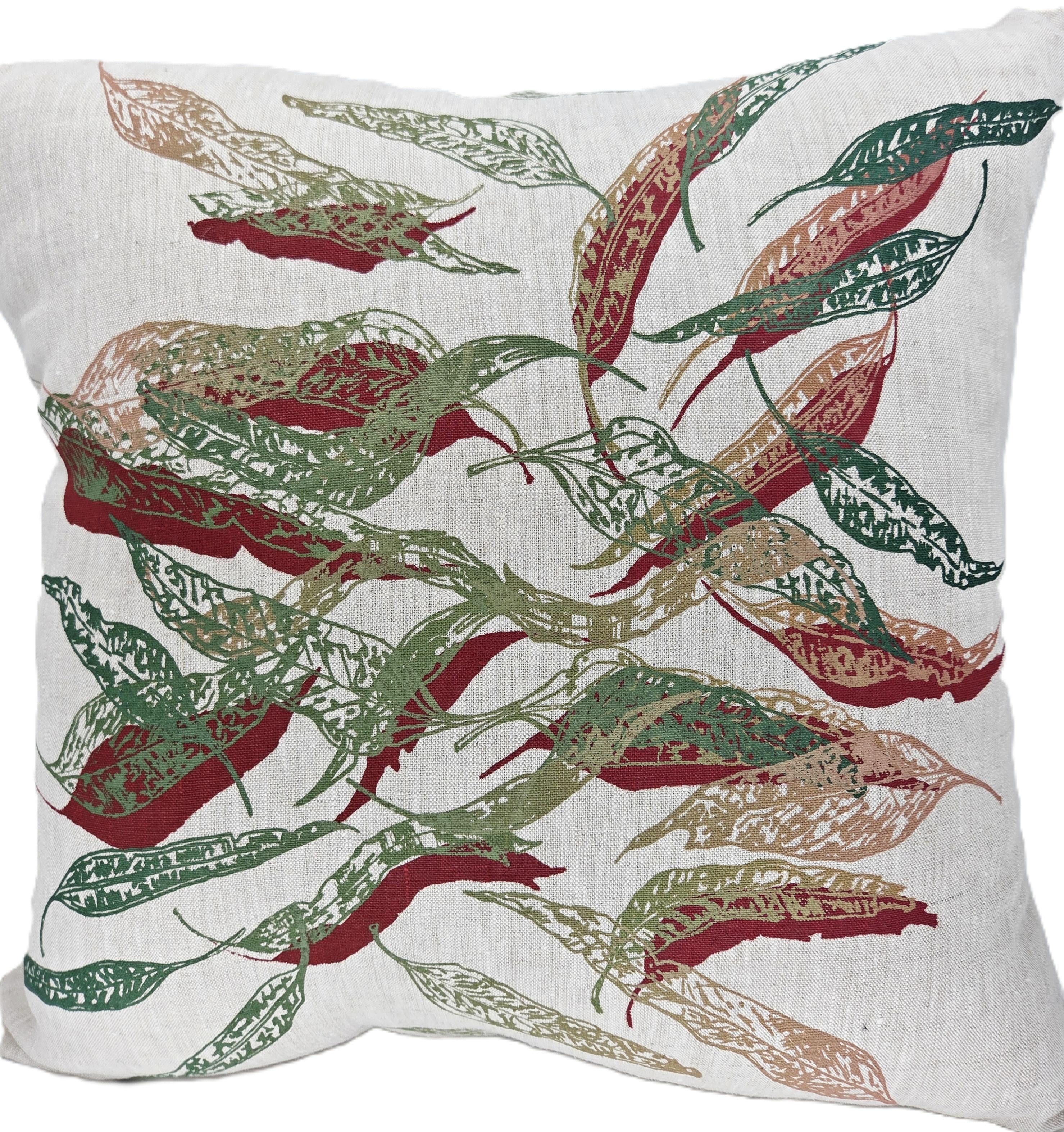 Hand Screen Printed Linen Cushion Covers- Fallen Leaves (2 colourways)