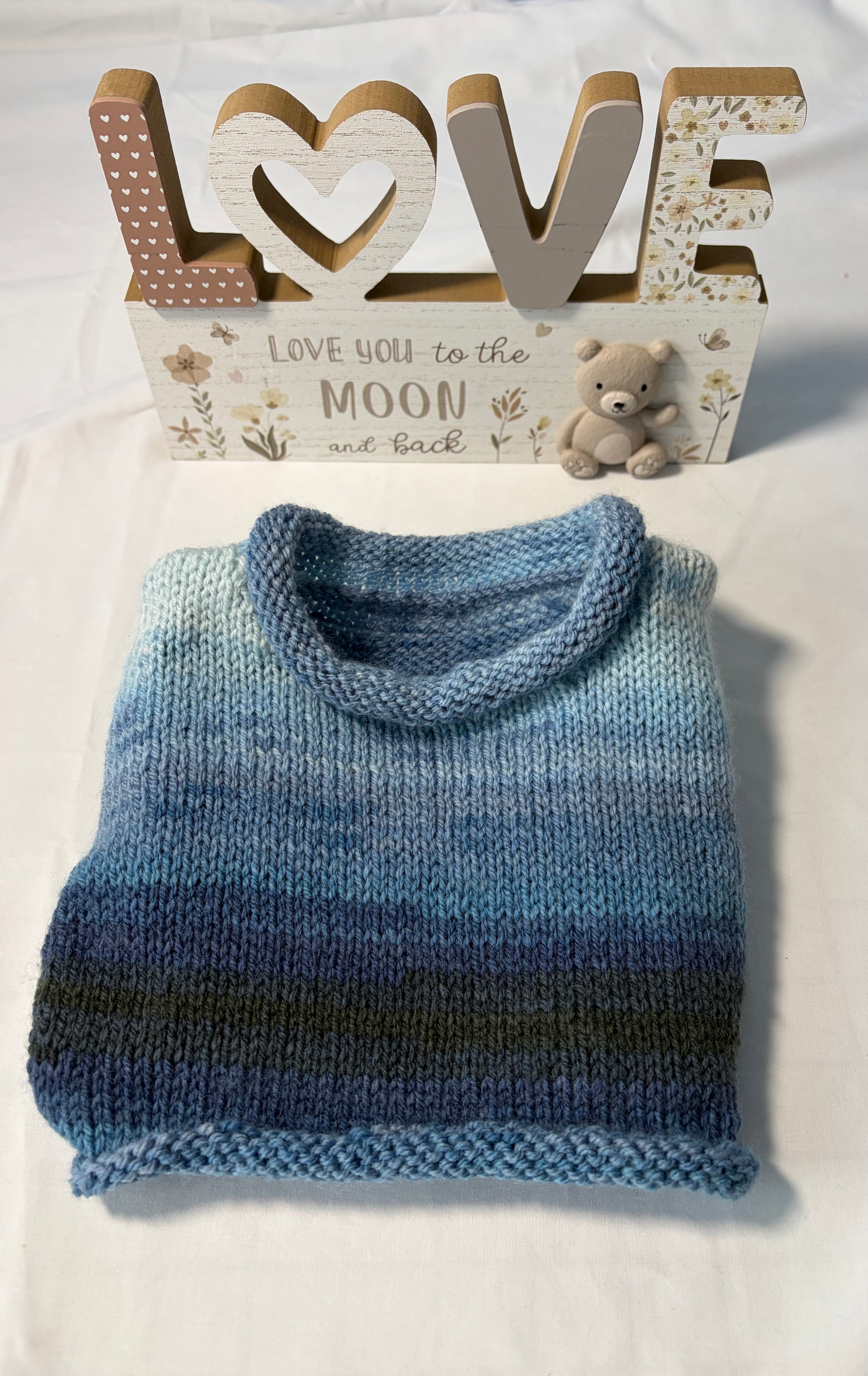 Blue Beanie Merino/Acrylic Size 9-12 months