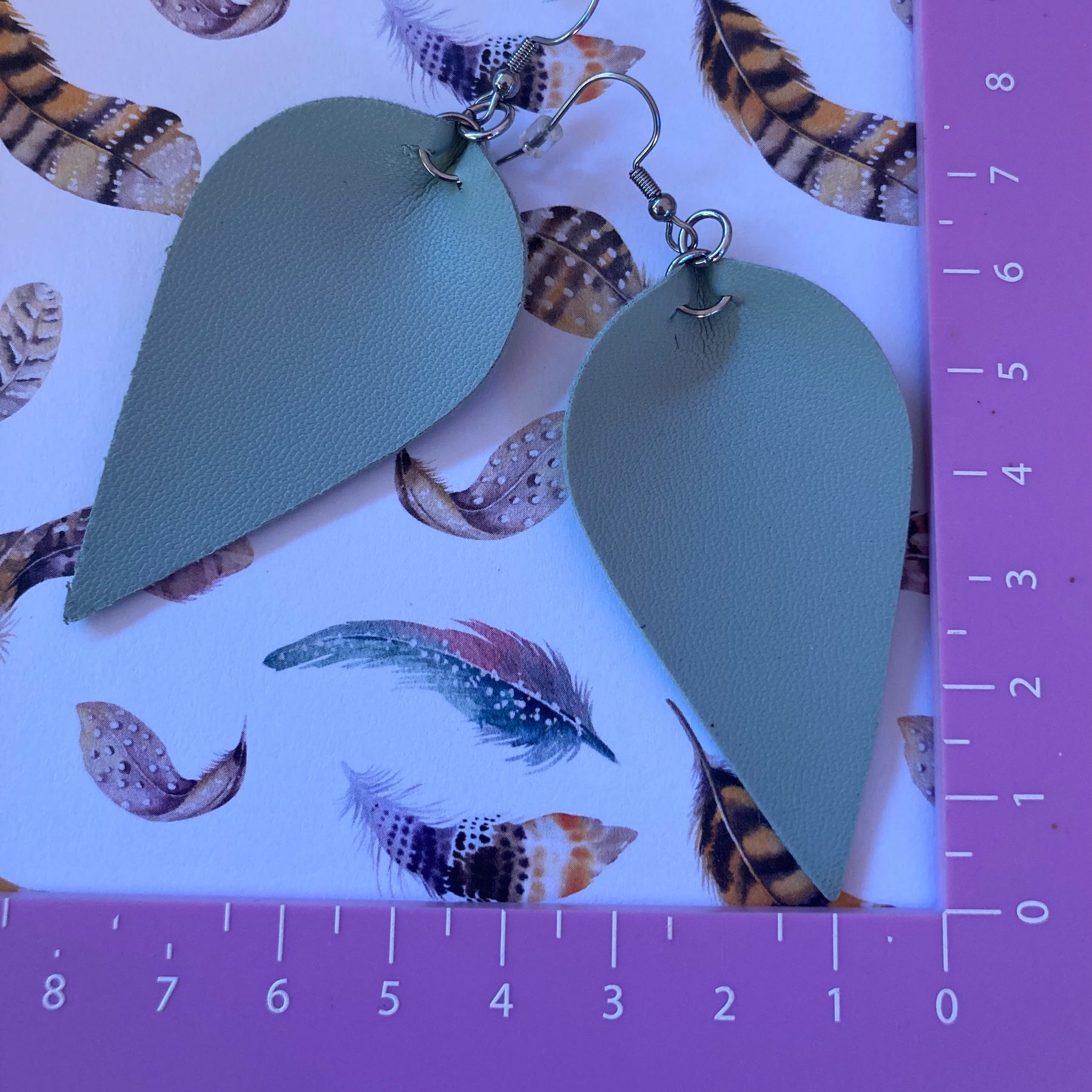 Sage faux leather earrings