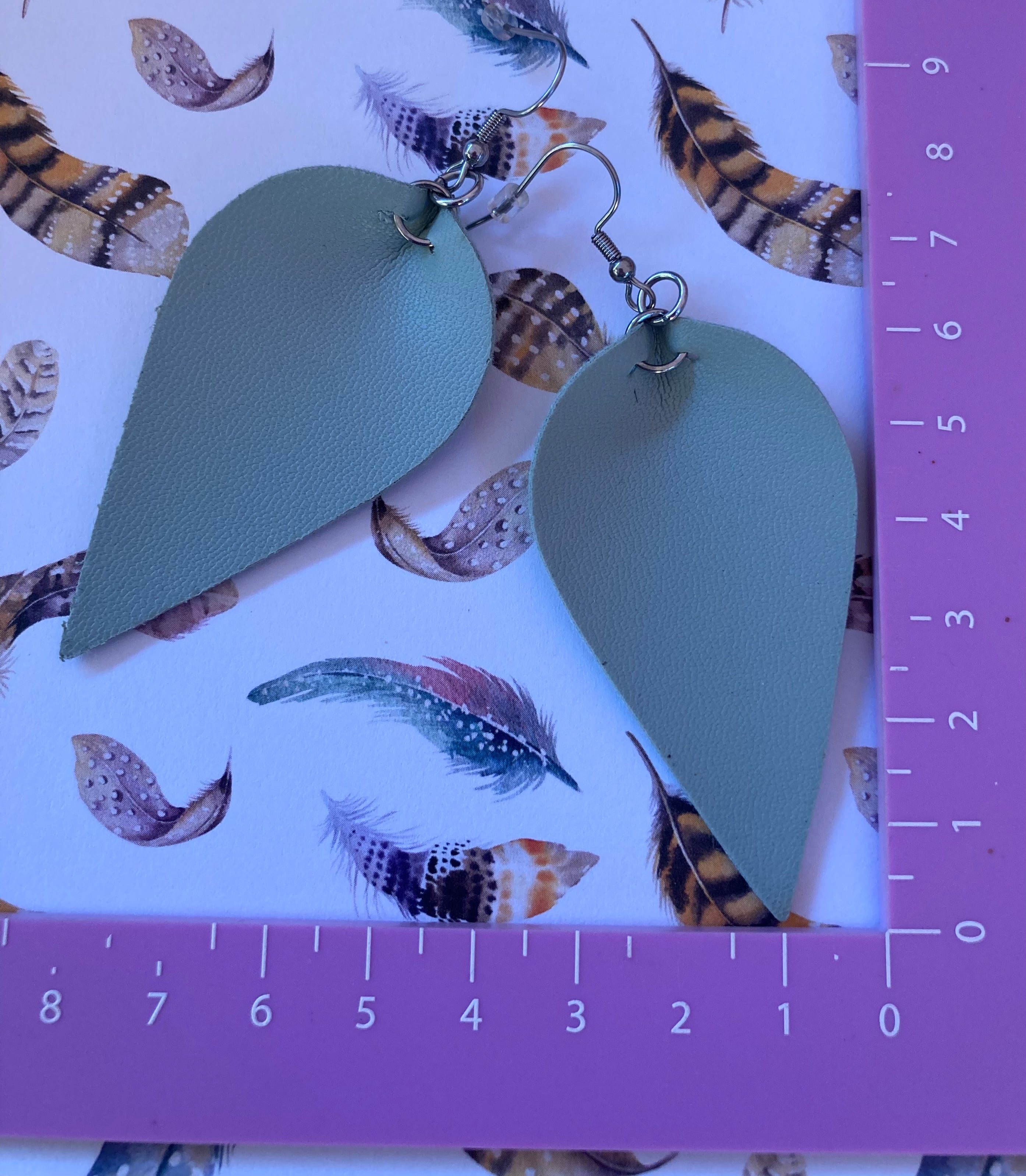 Sage faux leather earrings