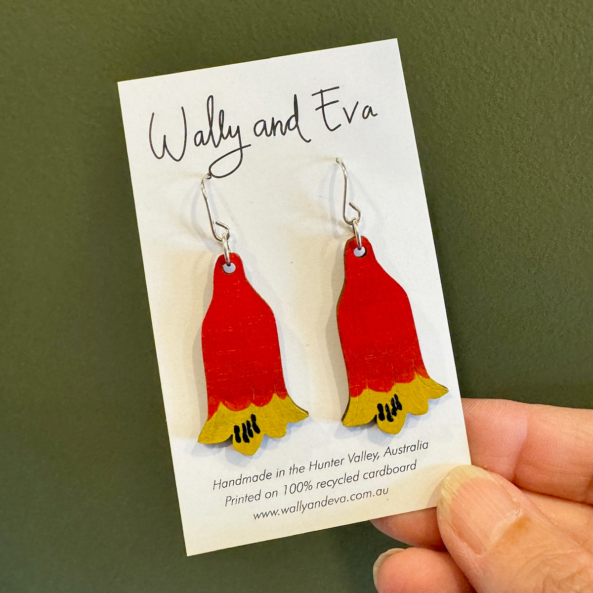 Christmas Bell Flower Hand Painted Earrings