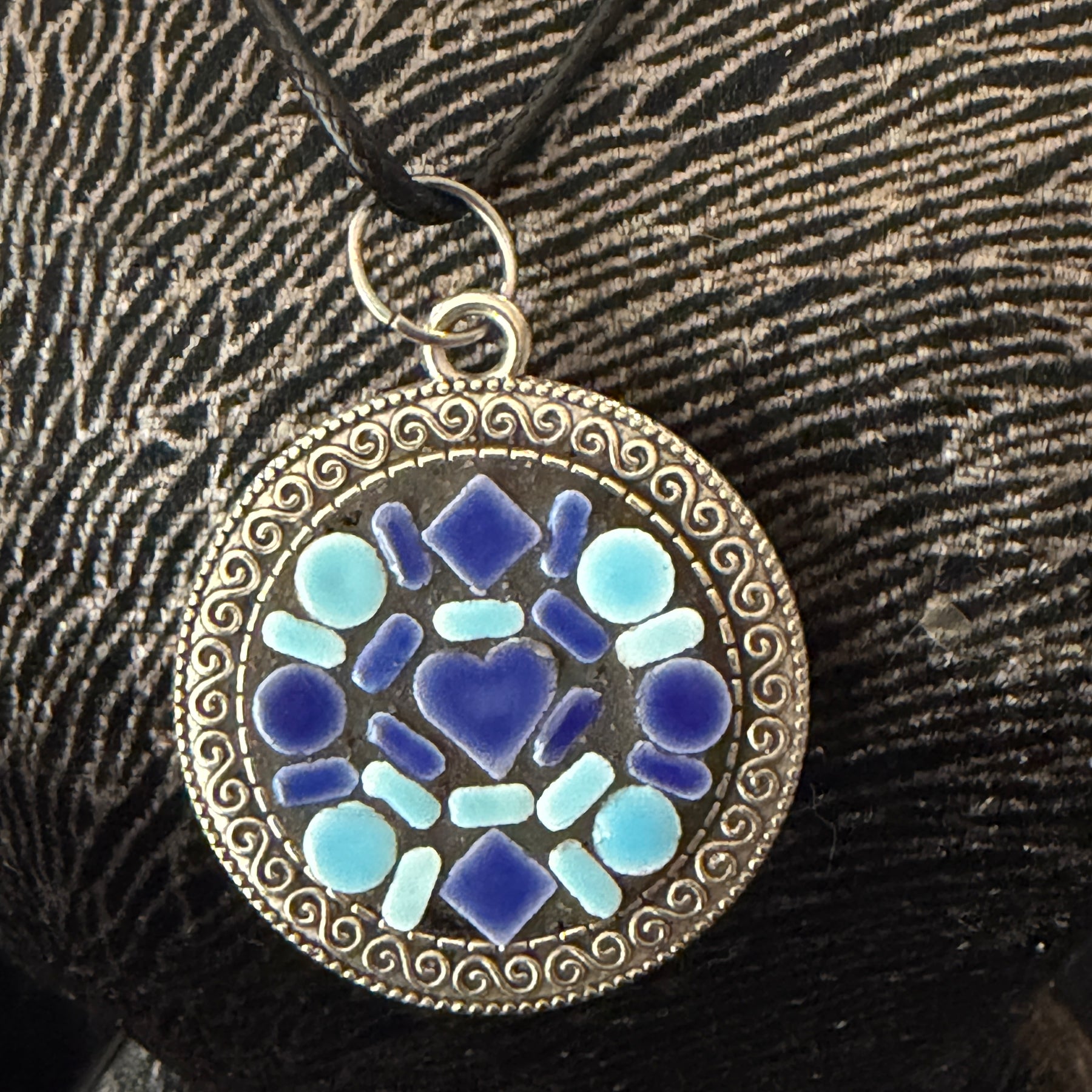 Mosaic Round Silver Pendant