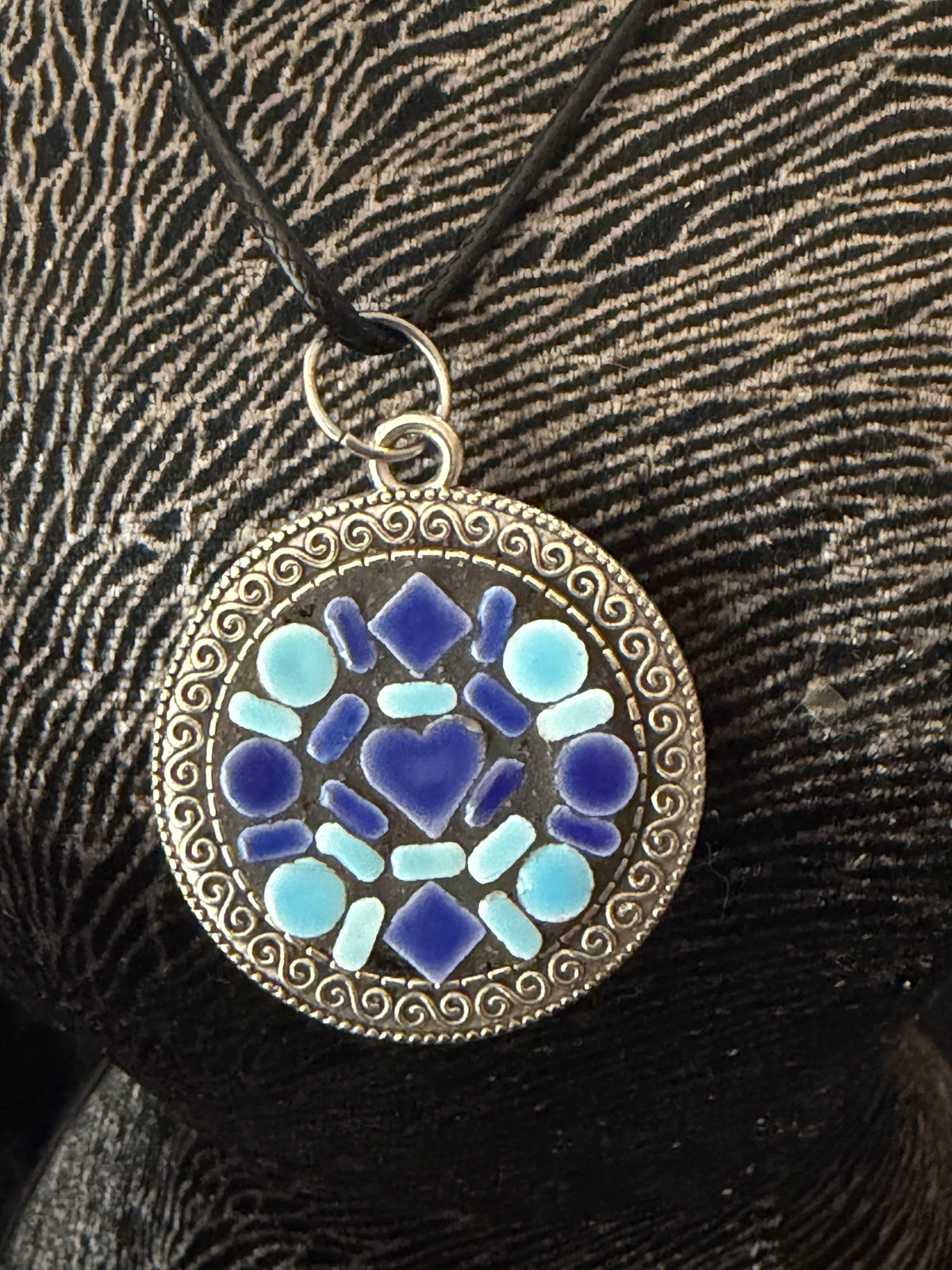 Mosaic Round Silver Pendant