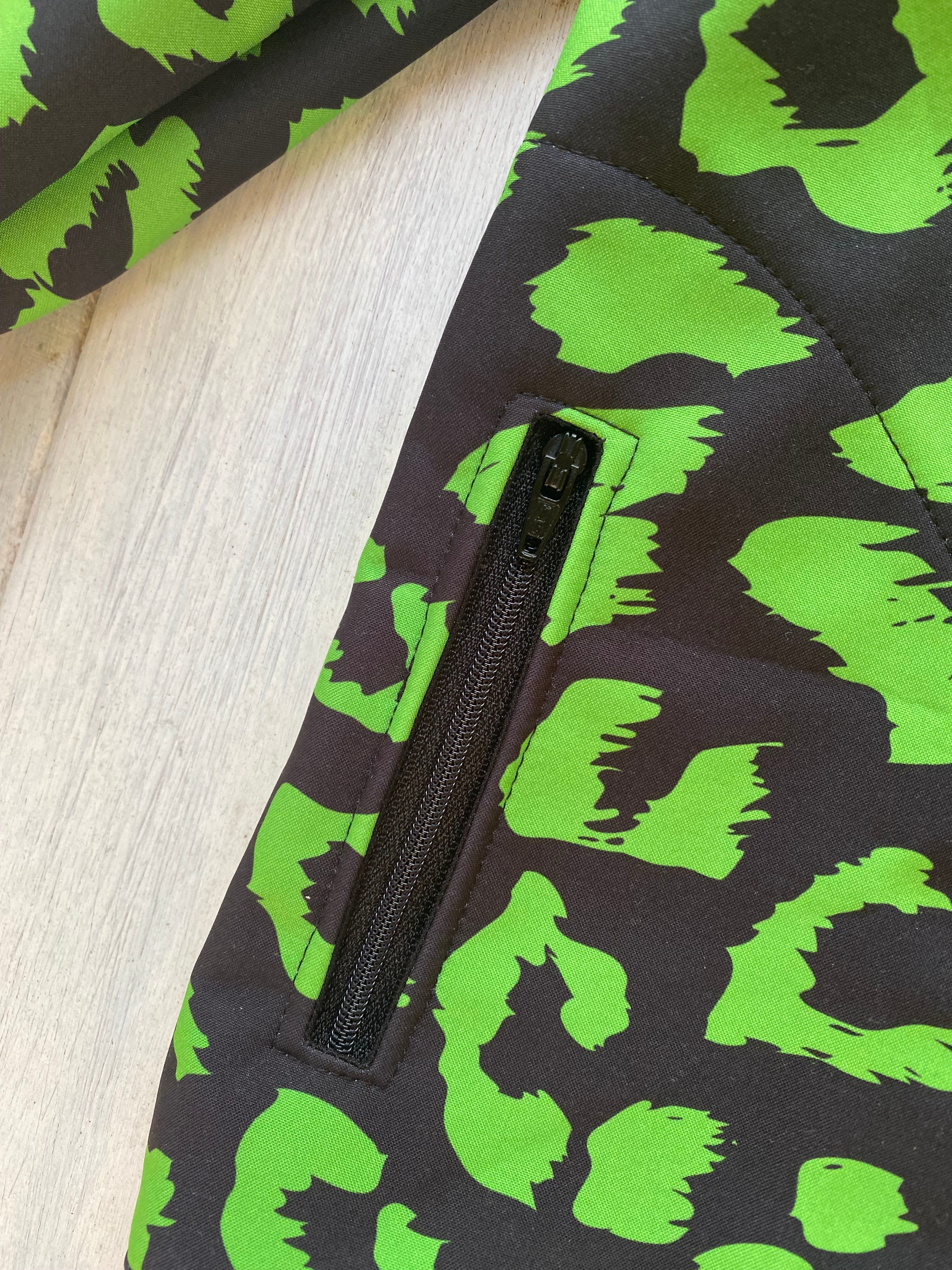 Showerproof Lime Green on Black Hooded Jacket size 5