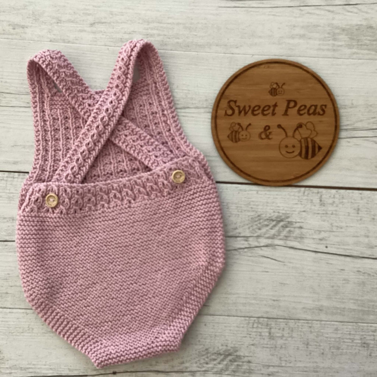 Baby Romper with Mock Cable Front and Straps