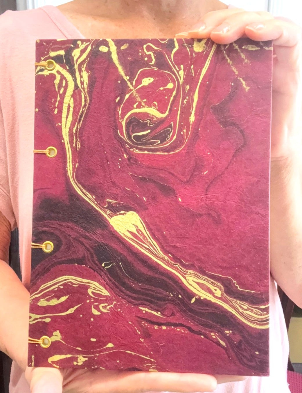 Handmade Lay Flat Coptic Stitch Journal, Marbelled Paper Cover