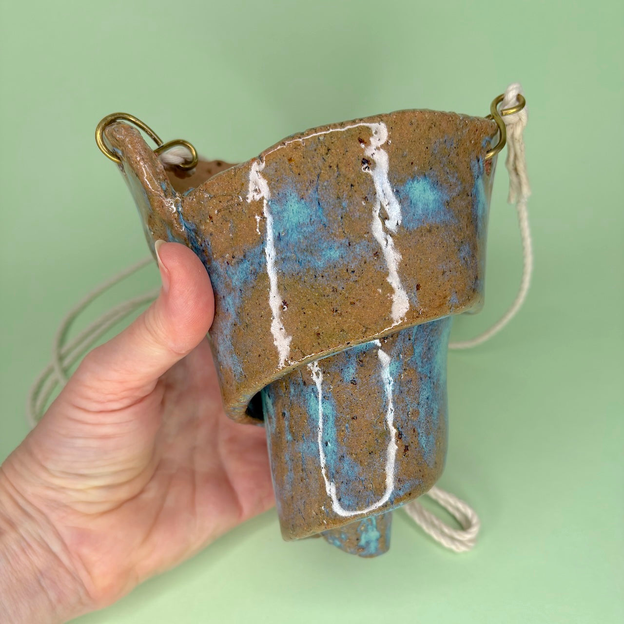 Ceramic hanging orchid pot – spiral design