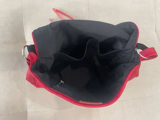 Red Leather Tassled Tote