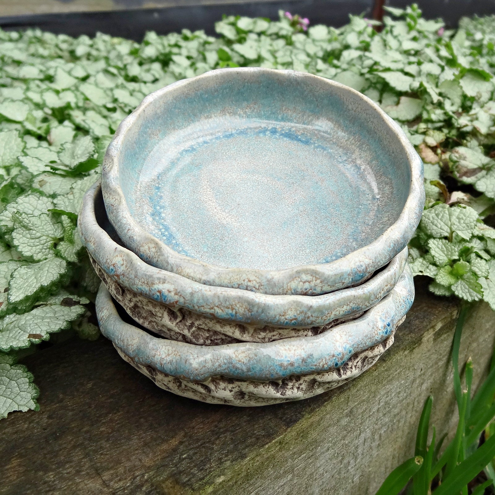 Handmade Turquoise Ceramic Dipping Bowl Set of 3 – Rustic Sauce Dishes – Condiment, Tapas Bowls