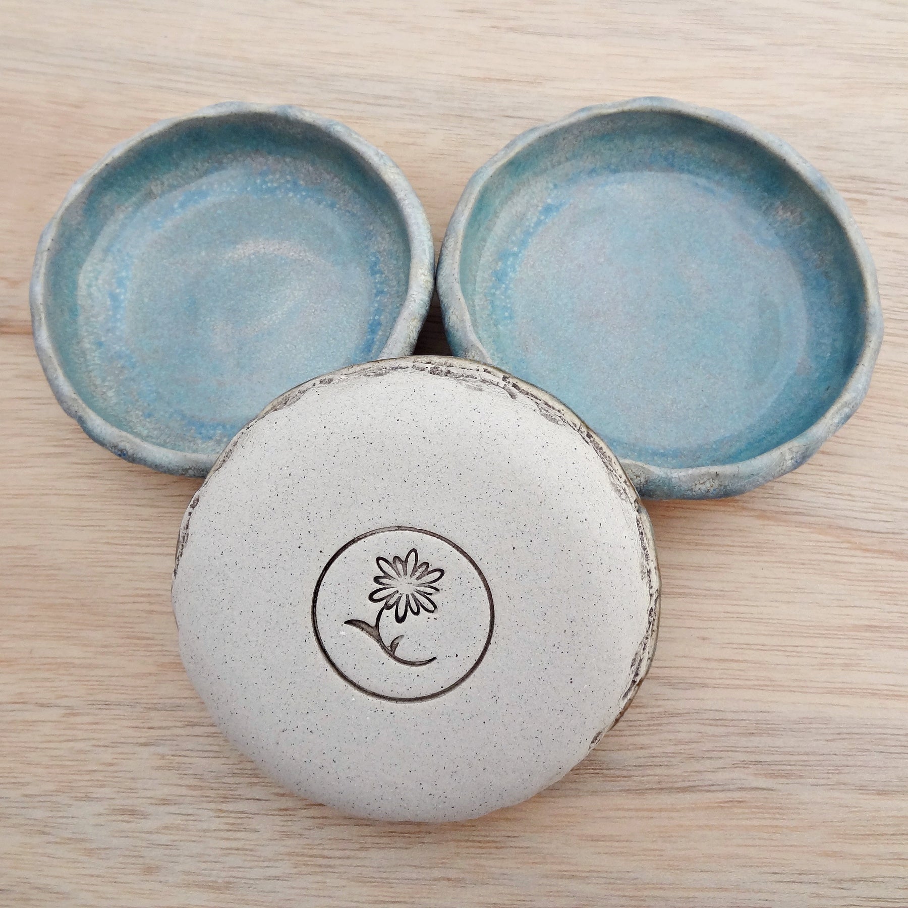 Handmade Turquoise Ceramic Dipping Bowl Set of 3 – Rustic Sauce Dishes – Condiment, Tapas Bowls