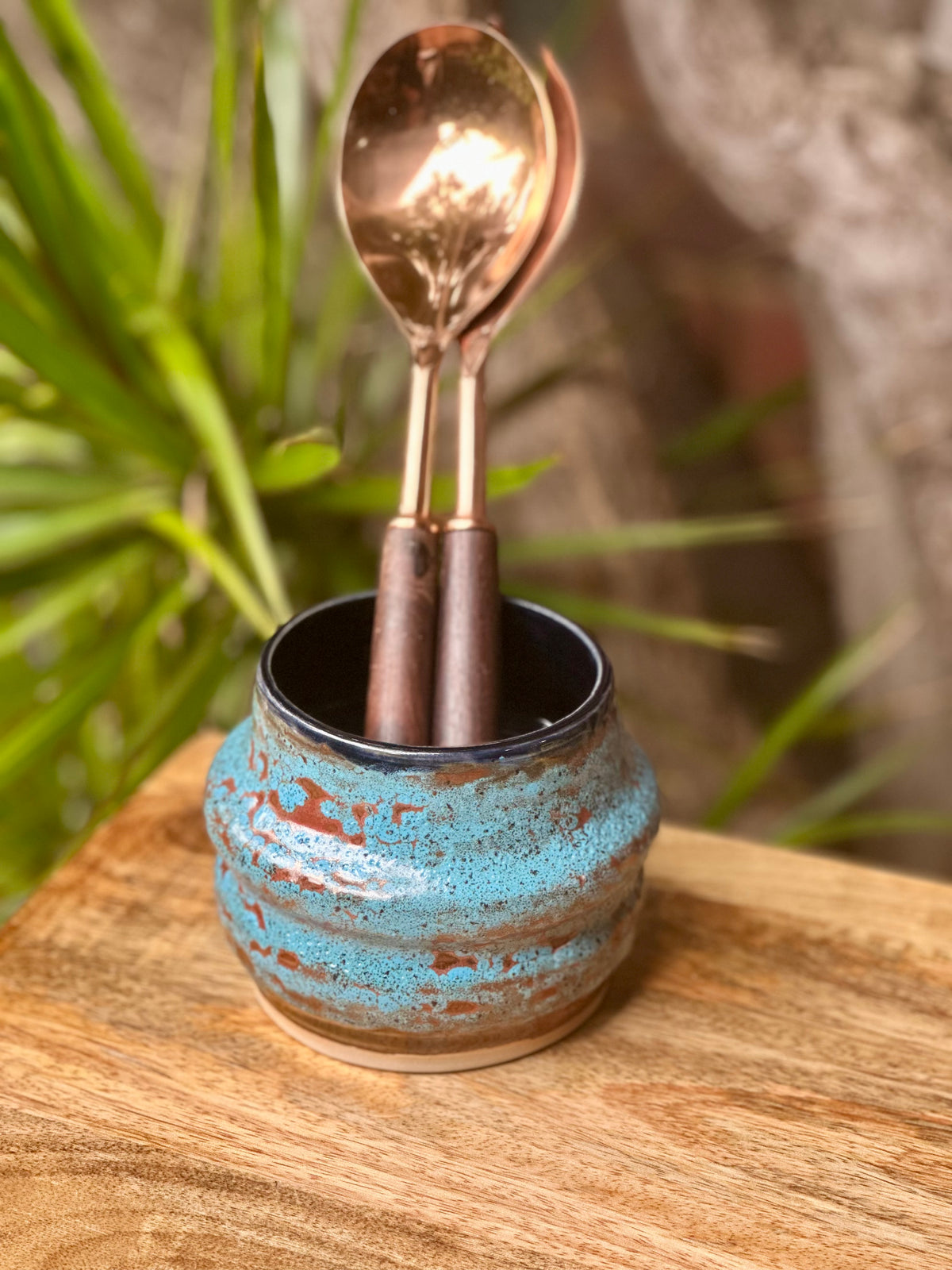 Copper & Turquoise | Hand-thrown Ceramic Utensil Pot
