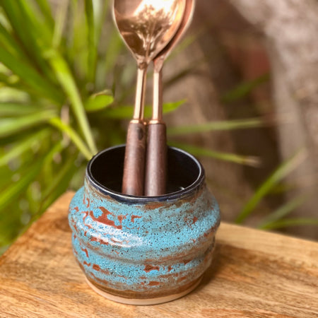 Copper & Turquoise | Hand-thrown Ceramic Utensil Pot