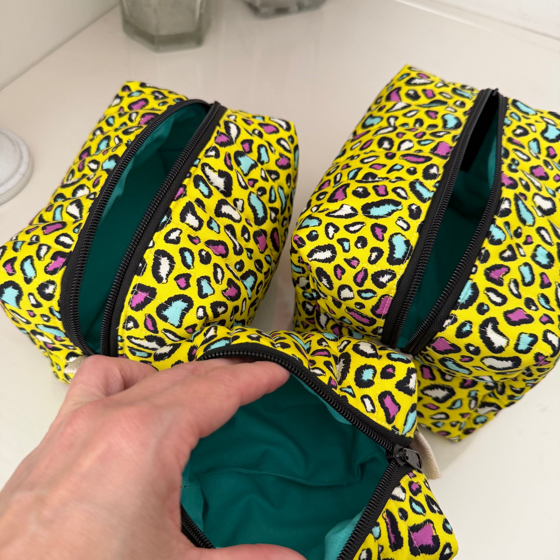 Boxy Zipper Pouch - Yellow Animal Print
